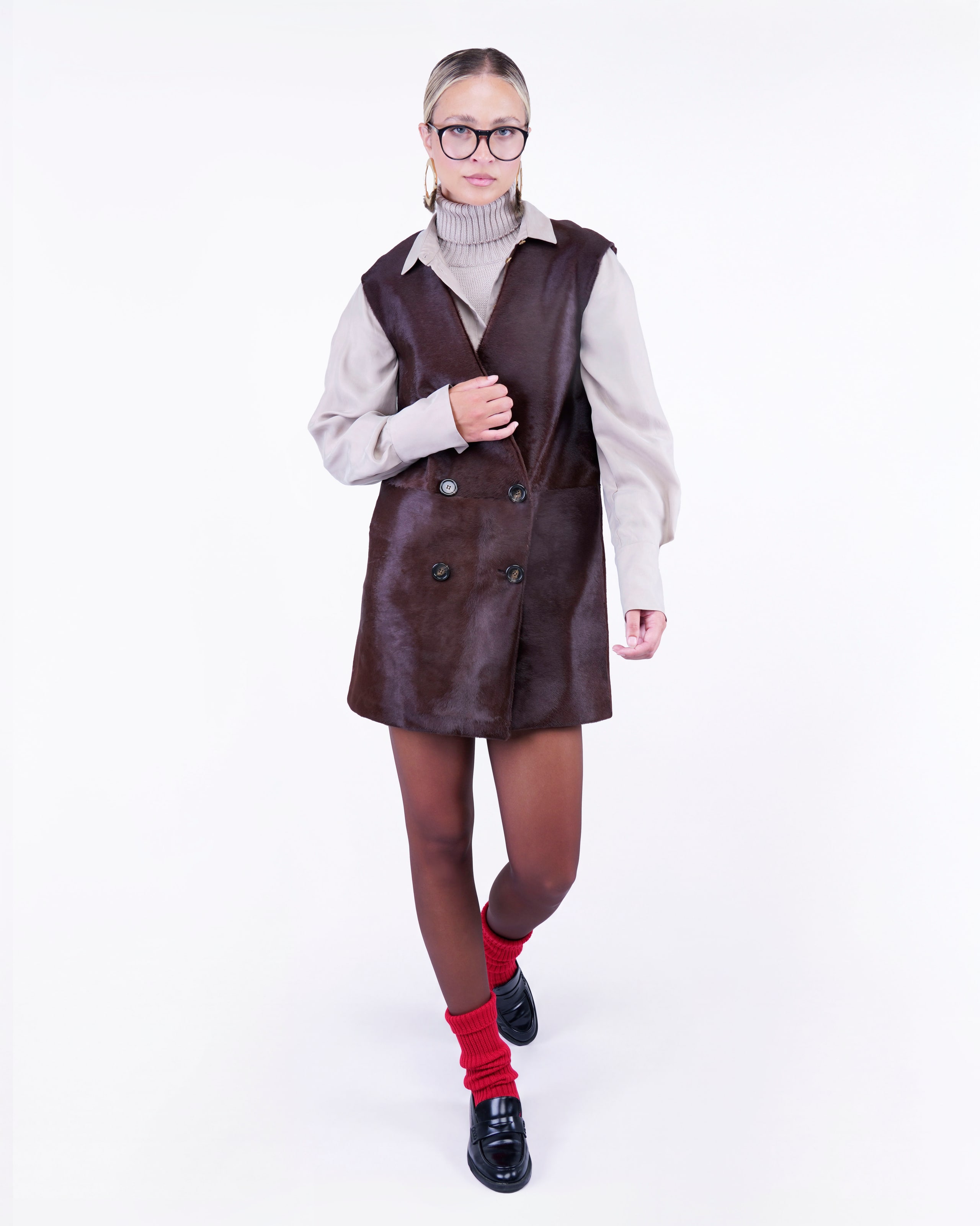 ABITO GILET IN PELLE DOPPIOPETTO