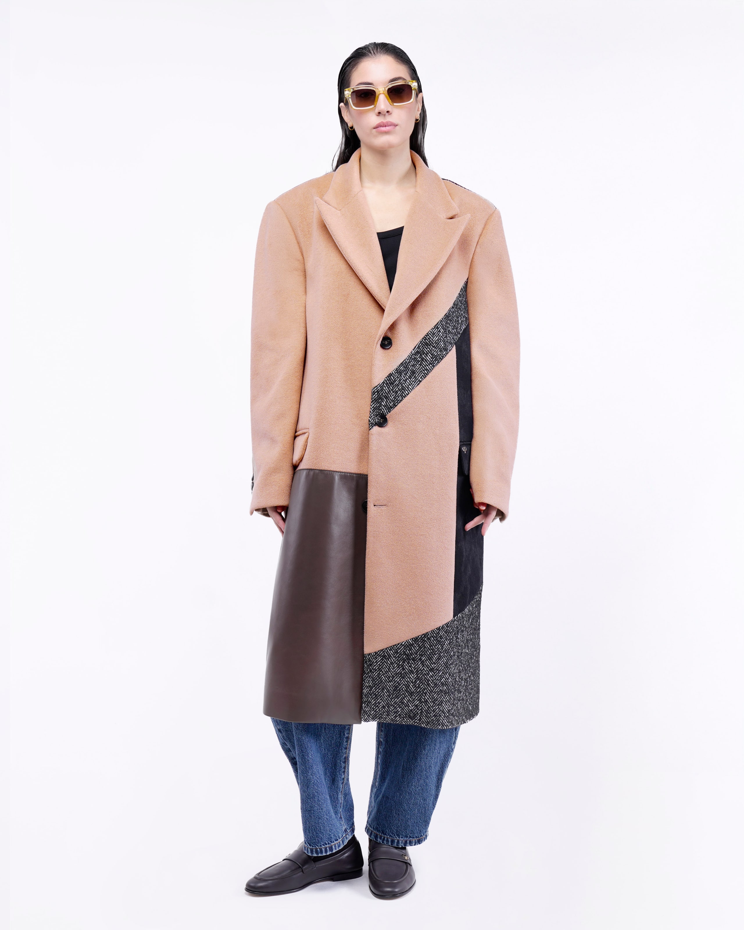 CAPPOTTO LUNGO PATCHWORK GEOMETRICO