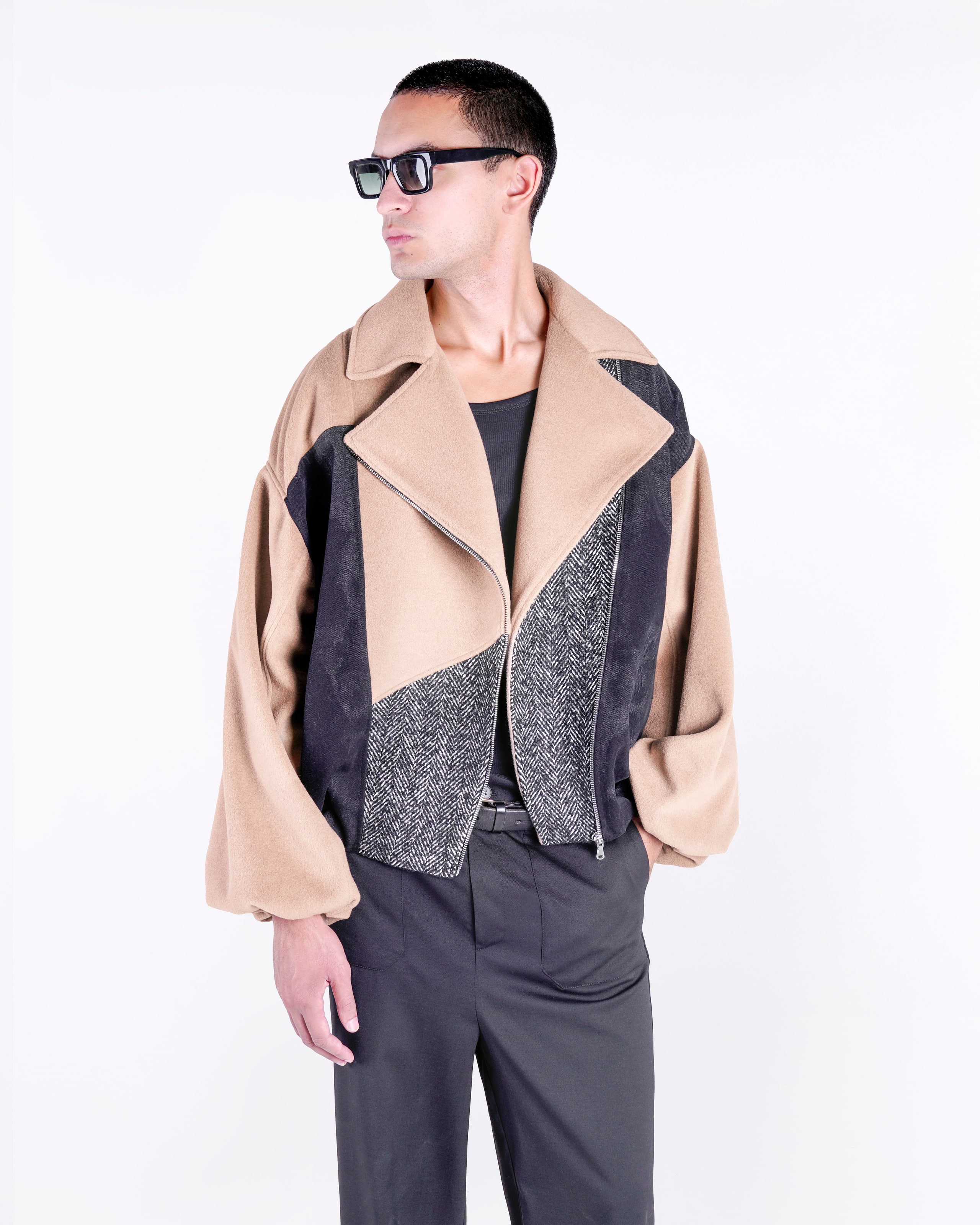 BOMBER PATCHWORK CON ZIP DIAGONALE
