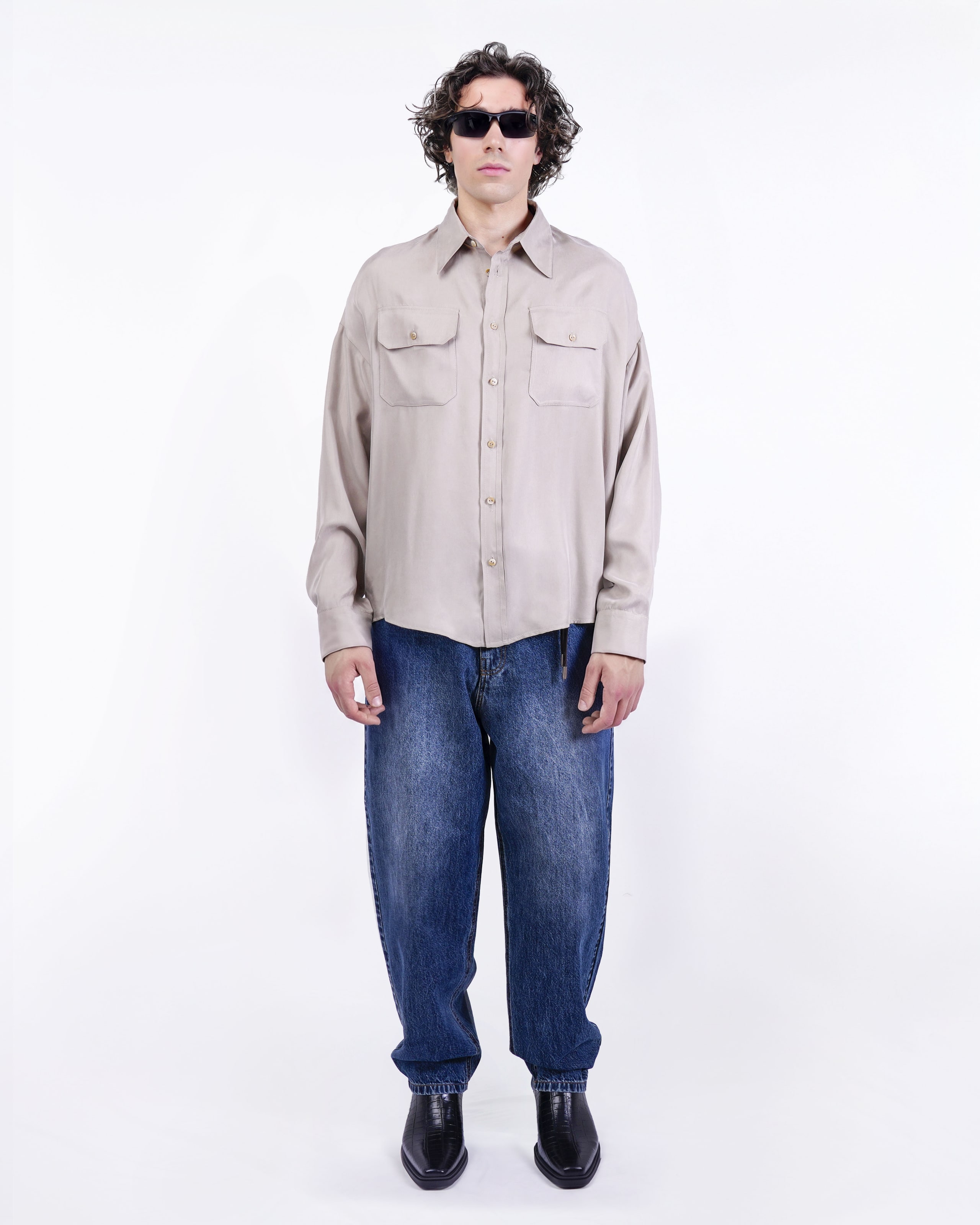 CAMICIA OVERSIZE IN CUPRO