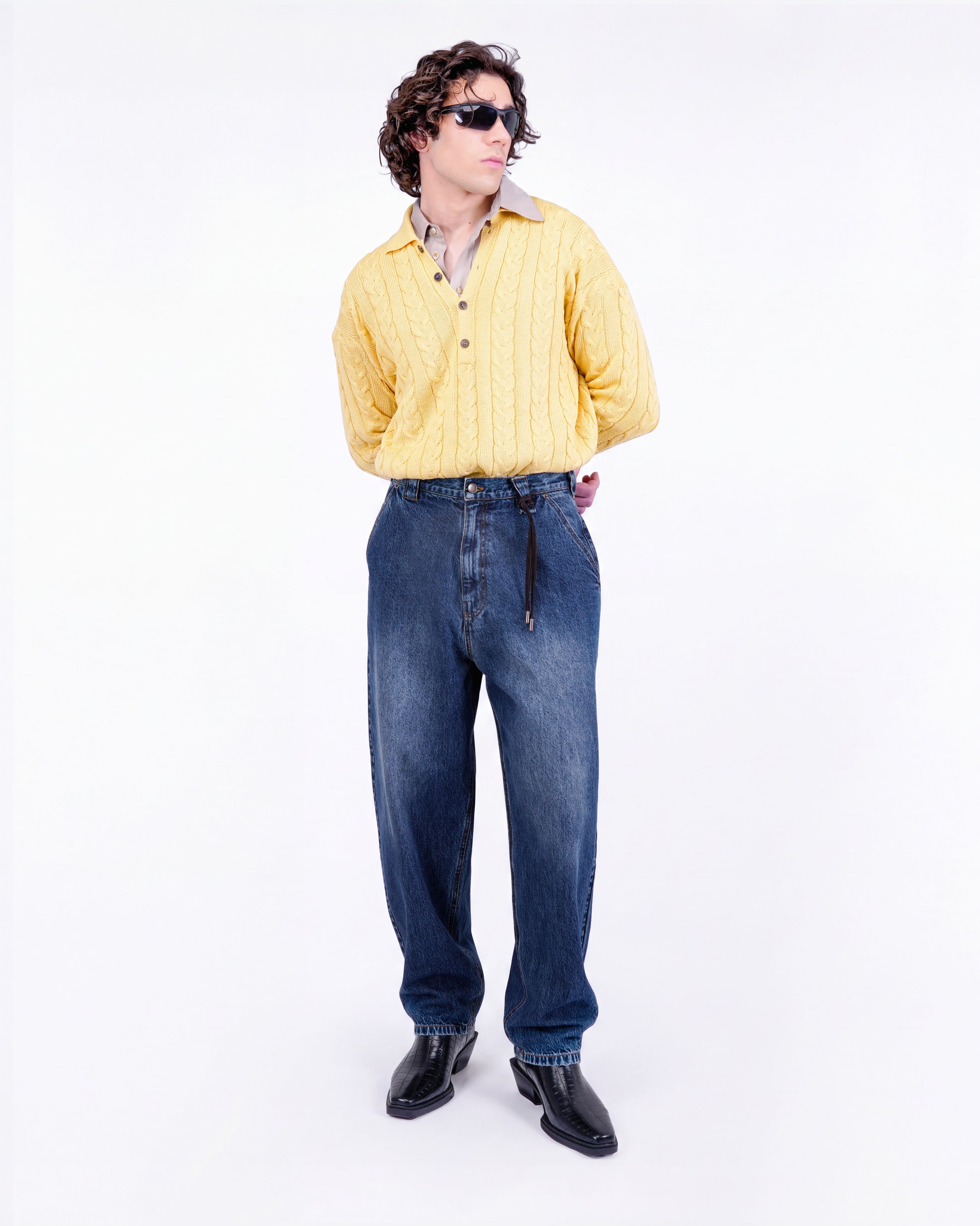 JEANS WIDE LEG CON DETTAGLI IN CAMOSCIO